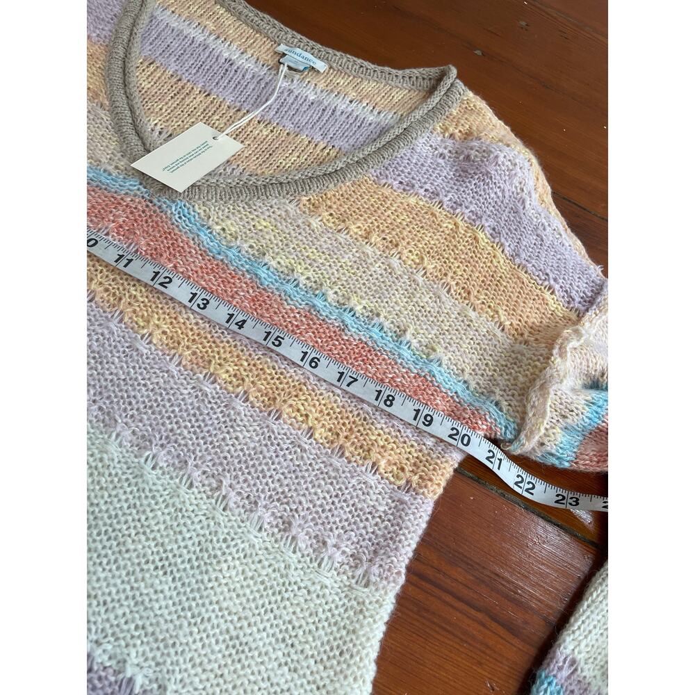 Sundance Pastel Stripe Open Knit Slouchy V Neck Sweater Medium NWT Wool Blend - Picture 7 of 8